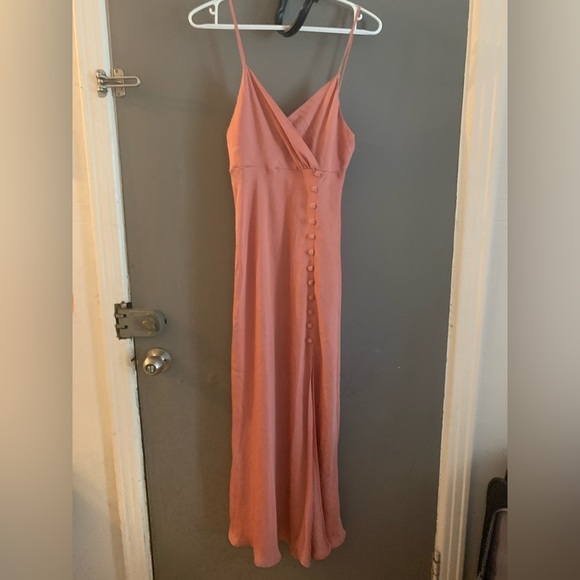 Zara Pink Maxi Dress with Slit satin effect - Picture 2 of 6